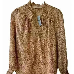 NEW Ann Taylor Loft Womens Petite Small Floral Ruffle Blouse w/Camisole